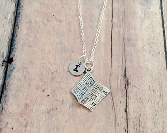 Newspaper initial necklace - newspaper jewelry, news jewelry, journalist jewelry, newspaper necklace, news necklace, newspaper gift