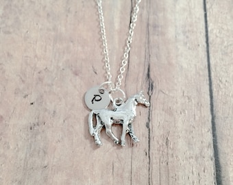 Horse Initial Necklace: Equestrian Jewelry, Western Necklace