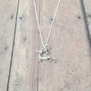 Dachshund initial necklace - dachshund jewelry, doxie jewelry, weenie dog jewelry, doxie necklace, dachshund necklace, dachshund gift