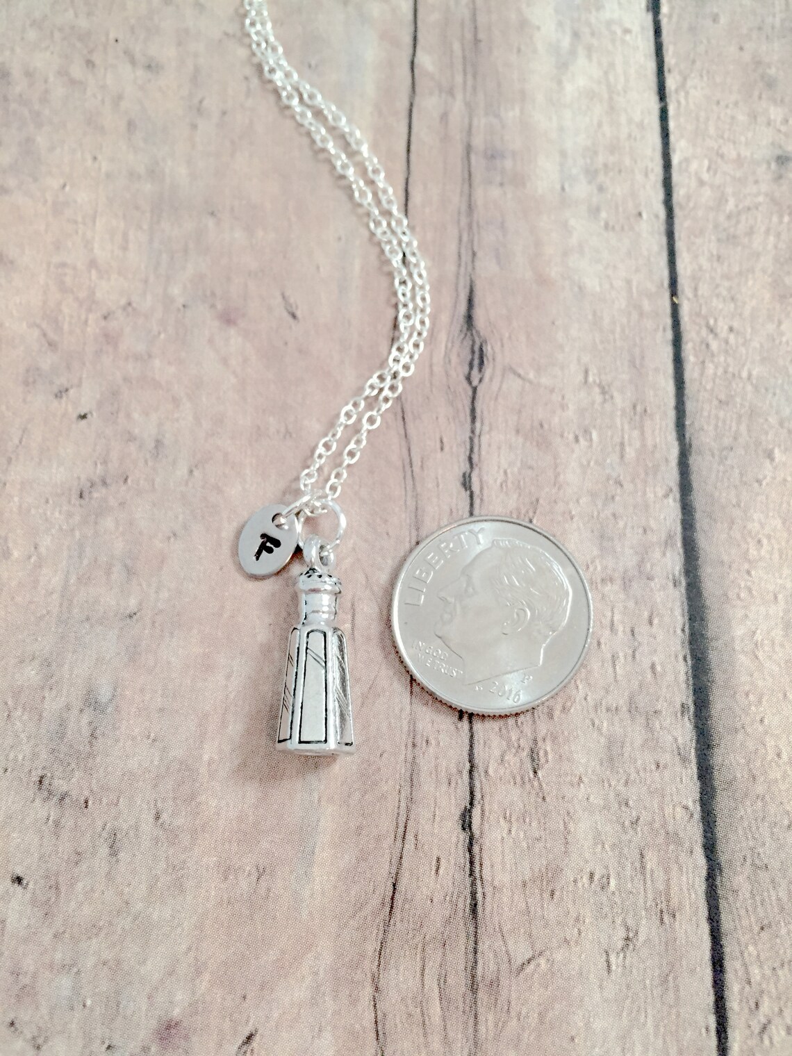 Salt Shaker Initial Necklace Salt Shaker Jewelry Food Etsy