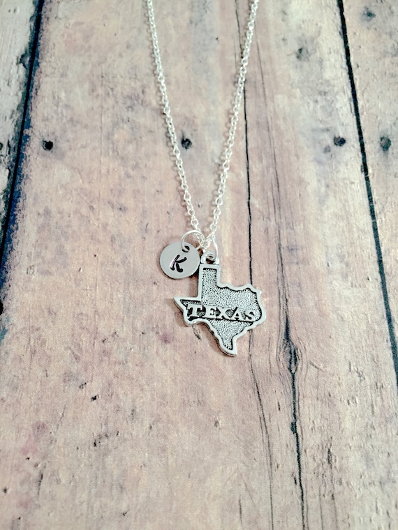 Texas Initial Necklace Texas Jewelry State Jewelry Lone Etsy