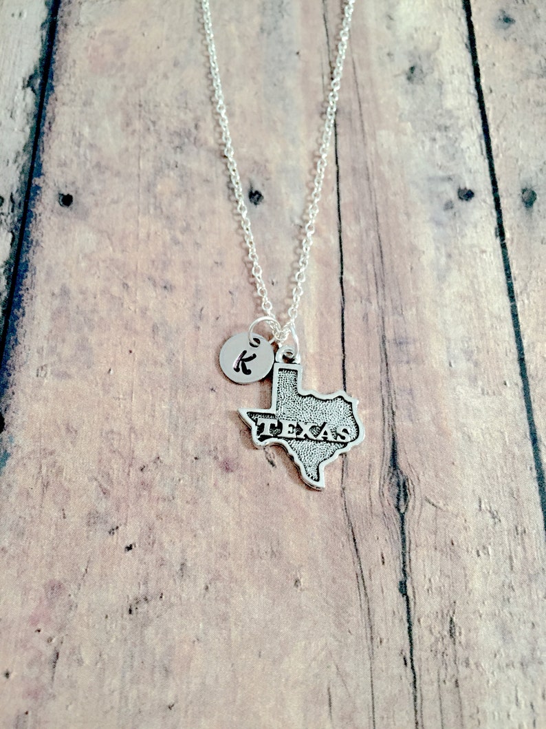 Texas Initial Necklace Texas Jewelry State Jewelry Lone Etsy