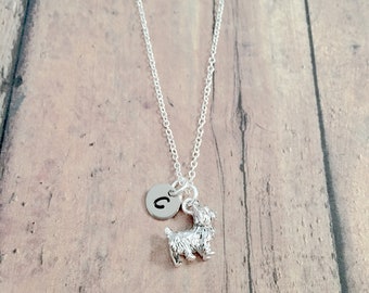 Cairn terrier initial necklace - Cairn terrier jewelry, dog breed necklace, cairn terrier pendant, dog breed gift, cairn terrier gift
