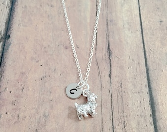 Cairn Terrier Initial Necklace: Dog Breed Jewelry, Pet Necklace