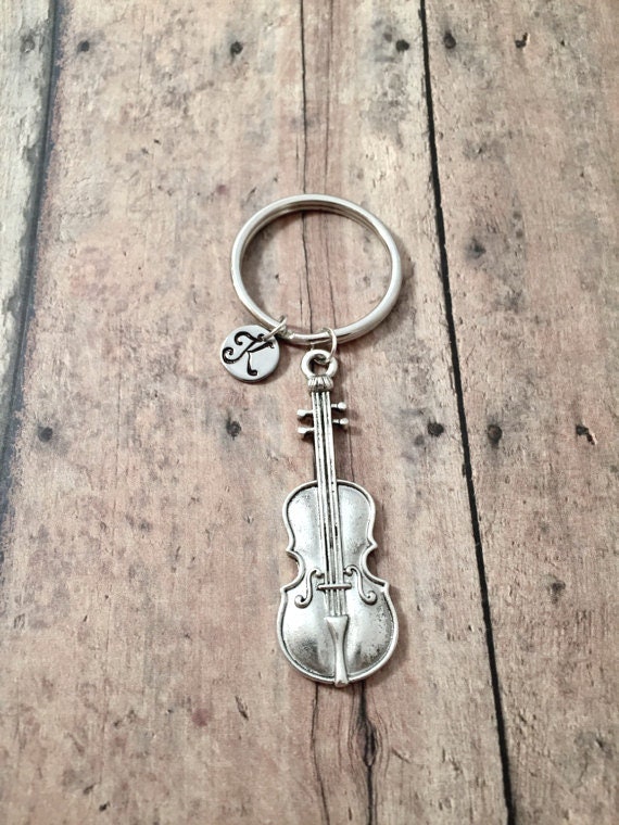 Violin initial key ring violin keychain music keychain Etsy
