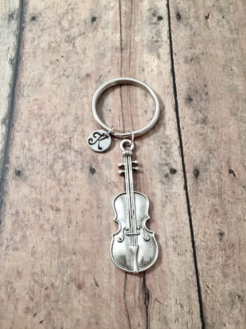 Violin initial key ring violin keychain music keychain Etsy