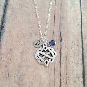 Celtic heart knot initial necklace - celtic knot jewelry, Irish jewelry, sister jewelry, celtic heart knot necklace, sister knot gift