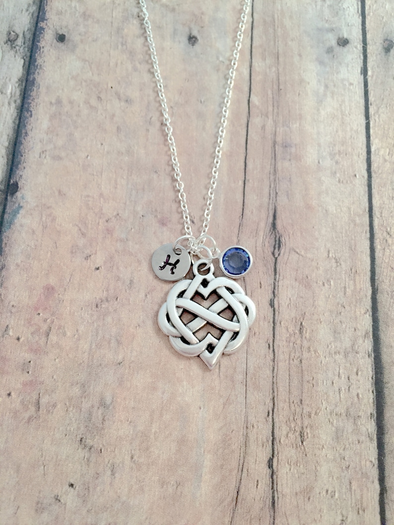 Celtic Heart Knot Initial Necklace Celtic Knot Jewelry Etsy