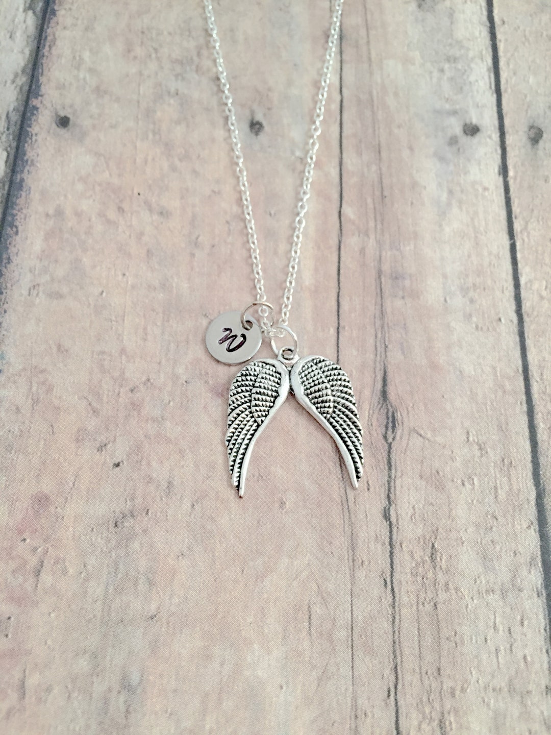 Angel Initial Angel Wings Initial Necklace: Religious Jewelry, Memorial Necklace - Etsy