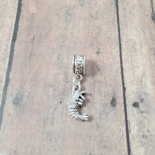 Shrimp pendant (1 piece) - silver shrimp charm, prawn charm, seafood charm, shrimp gift, prawn pendant, seafood pendant, prawn gift