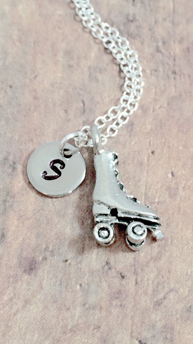 Roller Skate Initial Necklace Roller Skate Jewelry Skating Etsy UK