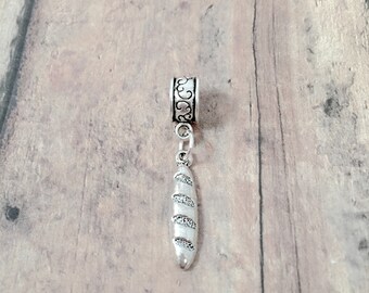 French Bread Pendant: Food Jewelry, Baguette Charm
