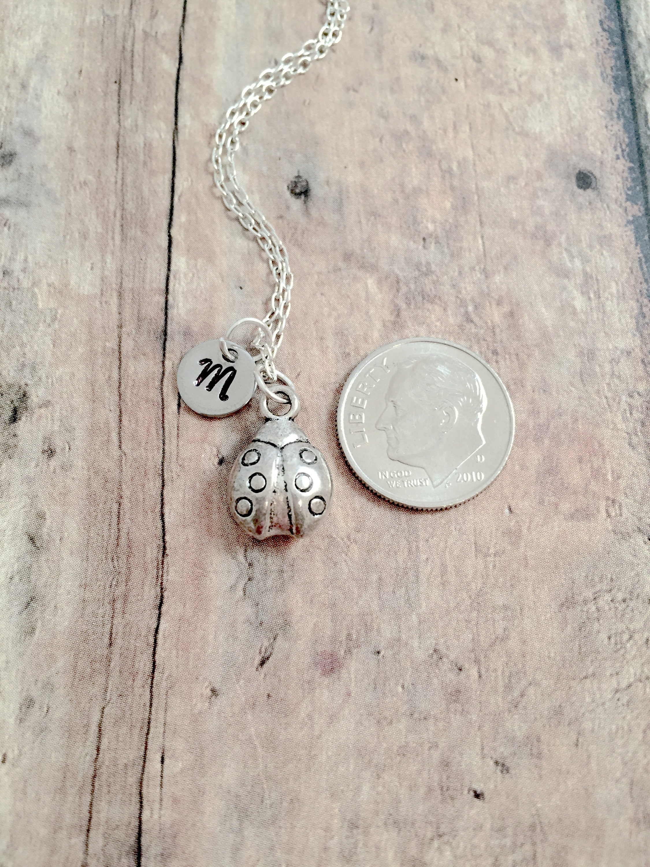 garden jewelry ladybird jewelry ladybug jewelry ladybug pendant ladybug gift insect jewelry gardener gift Ladybug initial bangle