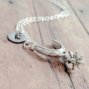 Boot Spur Initial Necklace: Western Jewelry, Rodeo Necklace