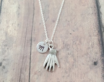 Gardening Glove Initial Necklace: Garden Jewelry, Gardener Gift