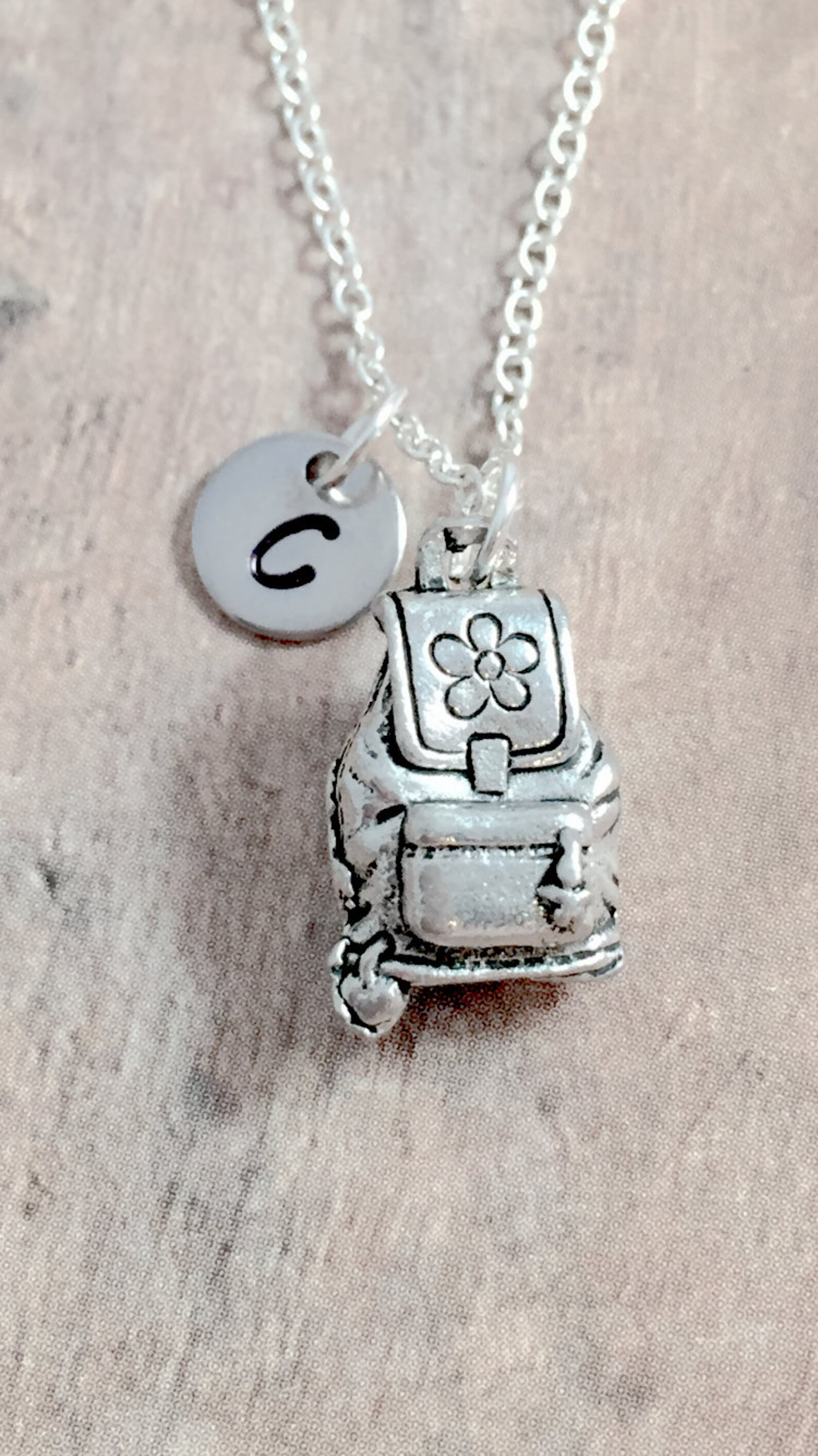 Backpack Initial Necklace Backpack Jewelry Knapsack Etsy