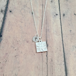 Quilt square initial necklace - quilt square jewelry, crafter jewelry, quilt jewelry, quilt necklace, quilt square necklace, quilter gift