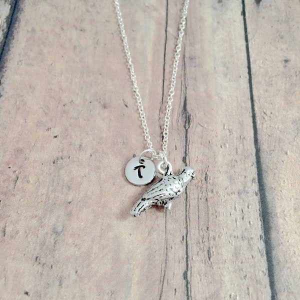 Pigeon initial necklace - pigeon jewelry, bird jewelry, New York jewelry, pigeon necklace, bird necklace, New York necklace, pigeon gift