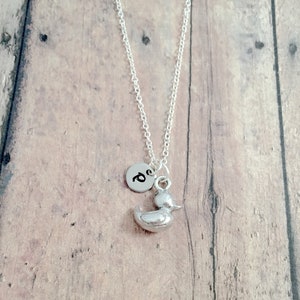 Rubber duck initial necklace - rubber duck jewelry, bath jewelry, baby shower jewelry, rubber duck necklace, rubber duck pendant, duck gift