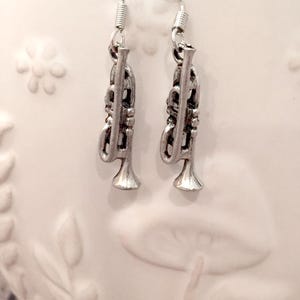 Trumpet earrings - trumpet jewelry, music jewelry, band jewelry, trumpet gift, music earrings, band earrings