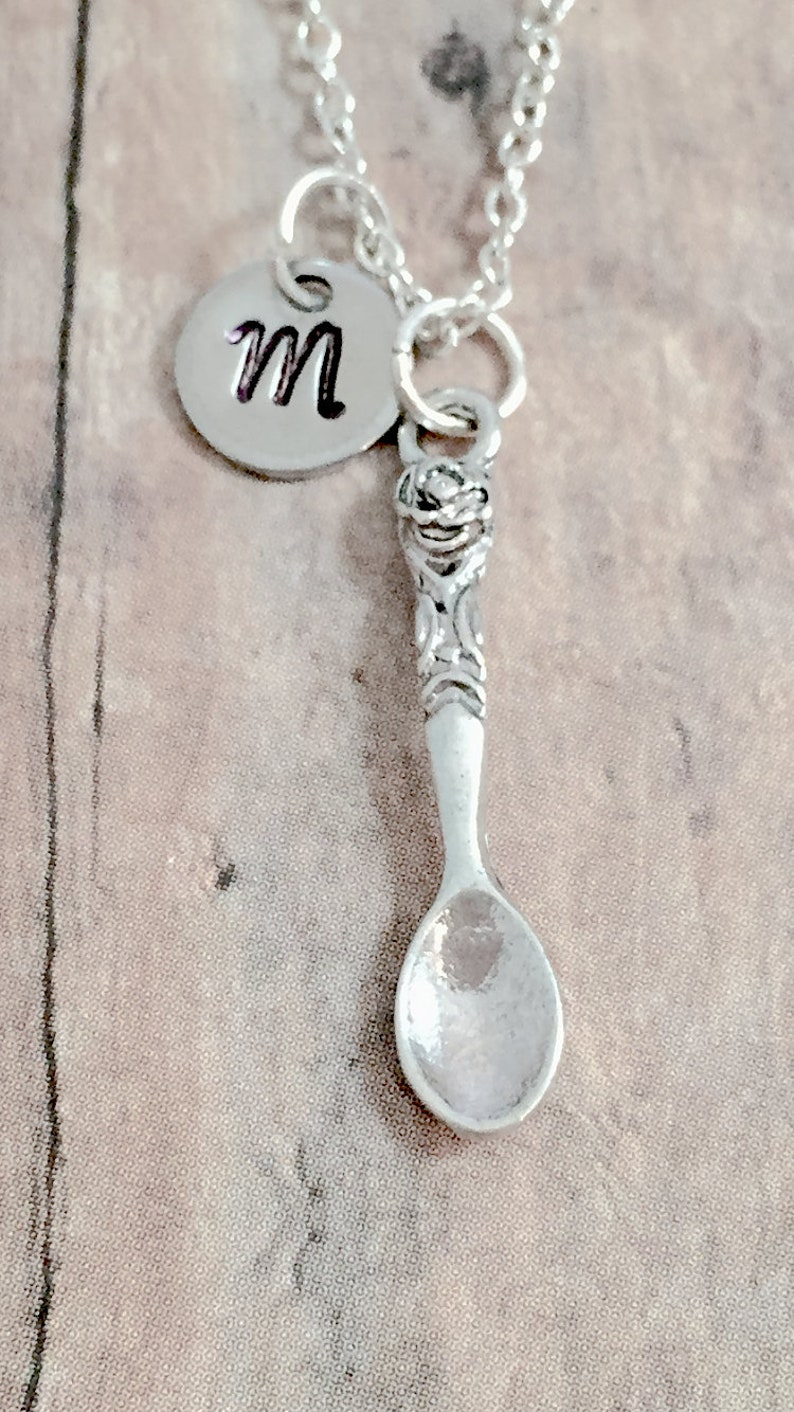 Fancy Spoon Initial Necklace Spoon Jewelry Utensil Jewelry Etsy