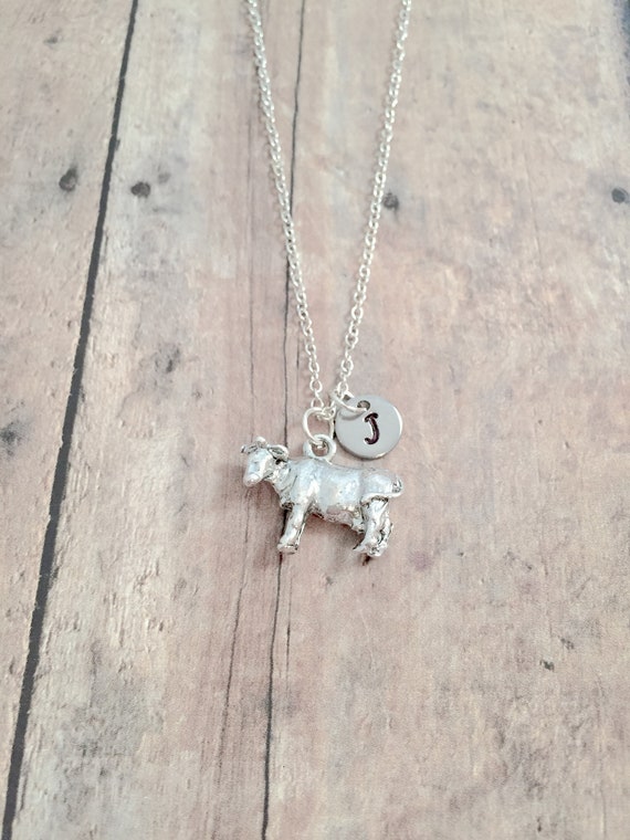 Cow Initial Necklace Cow Jewelry Farm Jewelry State Fair Jewelry