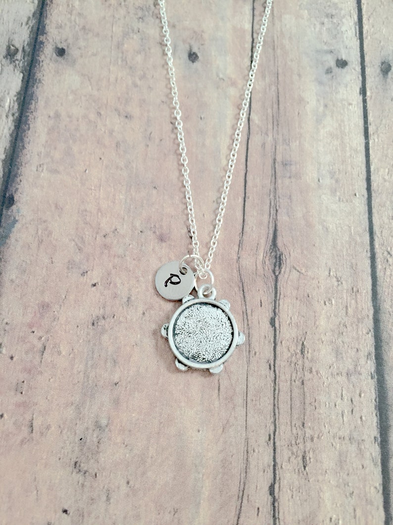 Tambourine Initial Necklace Tambourine Jewelry Music Etsy