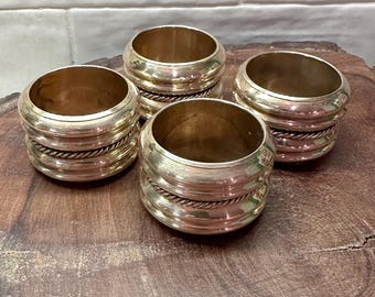 Vintage Brass Napkin Rings Set of 4 Rope Band Gold Table Decor