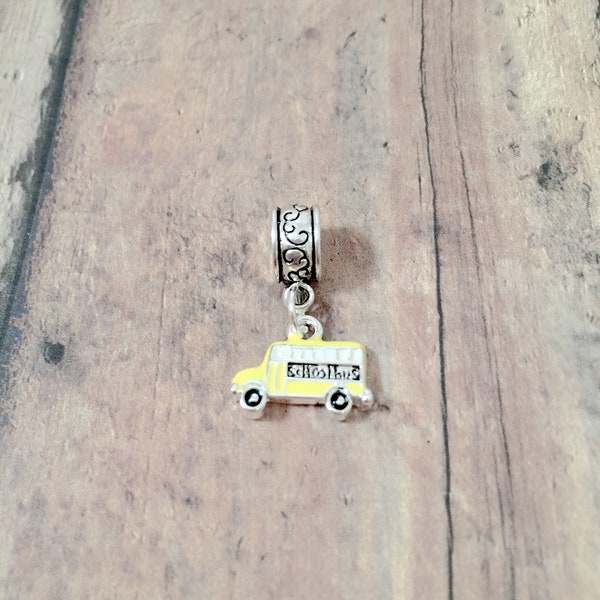 School bus pendant (1 piece) - yellow school bus charm, school charm, transportation charm, yellow school bus gift, transportation pendant