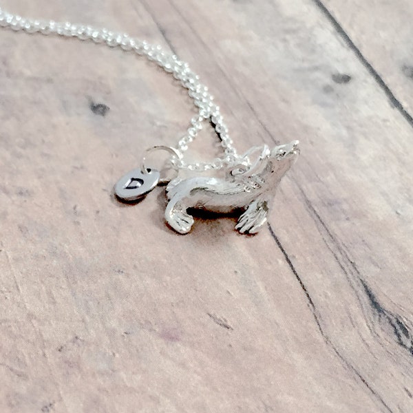 Seal initial necklace - seal jewelry, ocean jewelry, aquarium jewelry, seal necklace, marine life jewelry, ocean necklace, seal gift