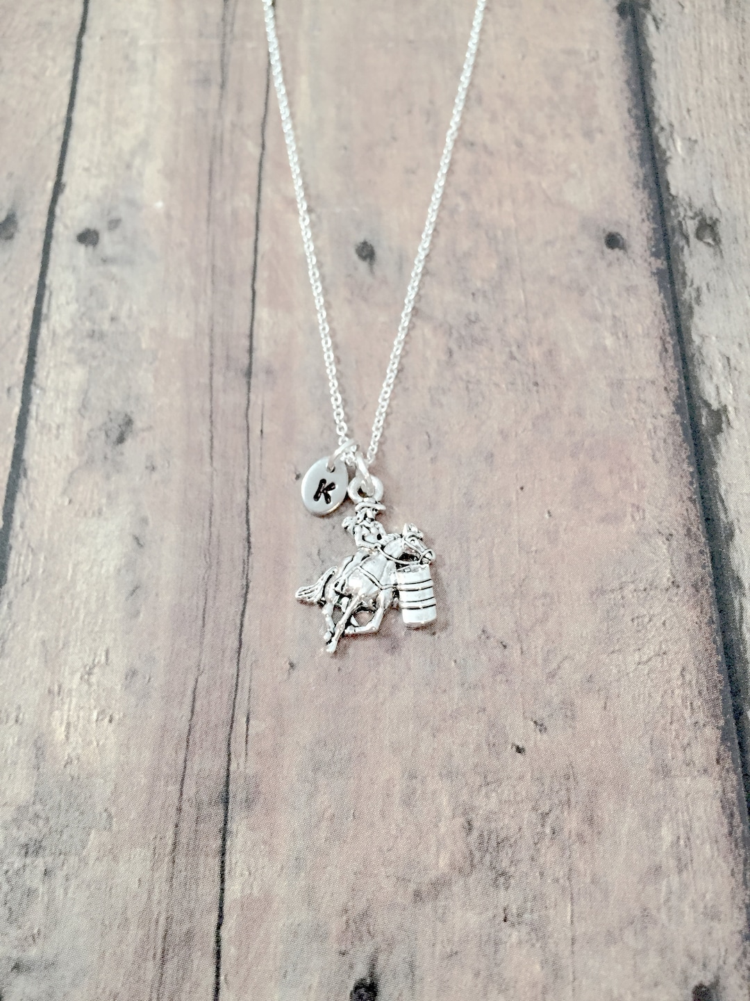 Barrel Racing Initial Necklace Barrel Racing Jewelry, Rodeo Jewelry