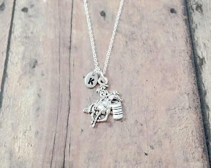 Barrel Racing Initial Necklace: Western Jewelry, Rodeo Pendant, Barrel Racing Gift, Cowgirl Gift