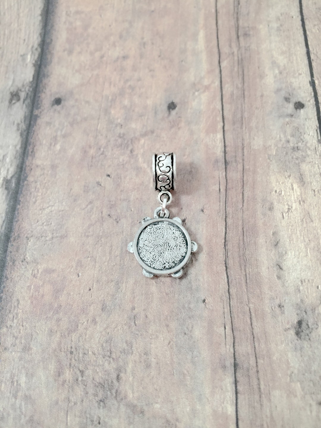 Tambourine Pendant 1 Piece Silver Tambourine Charm Music Etsy