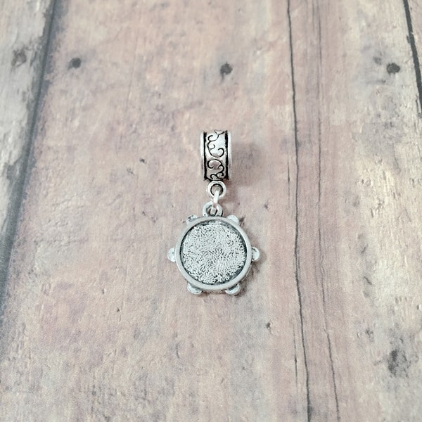 Tambourine pendant (1 piece) - silver tambourine charm, music charm, band charm, tambourine gift, music pendant, band pendant, music gift