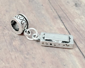 Harmonica pendant (1 piece) - silver harmonica charm, music charm, French harp charm, harmonica gift, music pendant, French harp gift