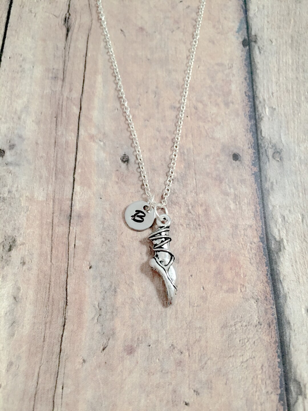 Ballet Shoe Initial Necklace Ballet Shoe Jewelry, Dance Jewelry, Ballerina Jewelry, Ballet Shoe