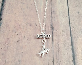 Rodeo necklace - rodeo jewelry, horse riding jewelry, western jewelry, rodeo pendant, bull riding jewelry, rodeo necklace, rodeo gift