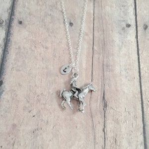 Horse riding initial necklace - horse jewelry, equestrian jewelry, horse riding jewelry, horse necklace, equestrian necklace, horse gift