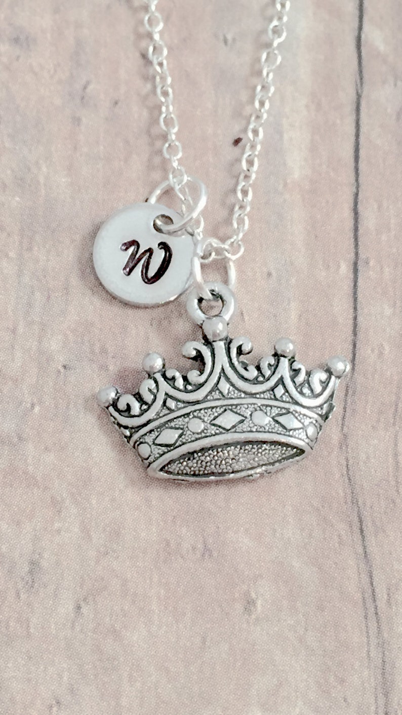 Crown initial necklace crown jewelry princess jewelry | Etsy