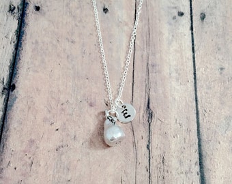 Pear Initial Necklace: Fruit Jewelry, Food Necklace