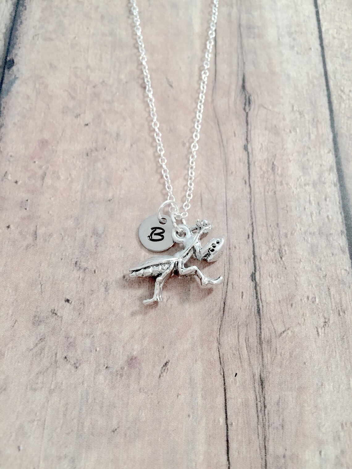 Praying Mantis Initial Necklace Praying Mantis Jewelry Etsy