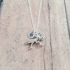 Praying Mantis initial necklace - praying mantis jewelry, insect jewelry, entomology jewelry, praying mantis gift, praying mantis necklace