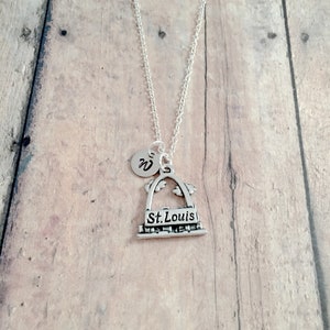 St. Louis arch initial necklace - St. Louis arch jewelry, Missouri jewelry, Saint Louis arch necklace, Missouri necklace, St. Louis gift