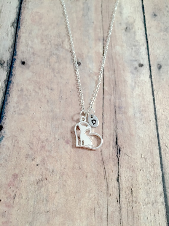 Chihuahua Initial Necklace: Dog Breed Jewelry, Pet Necklace