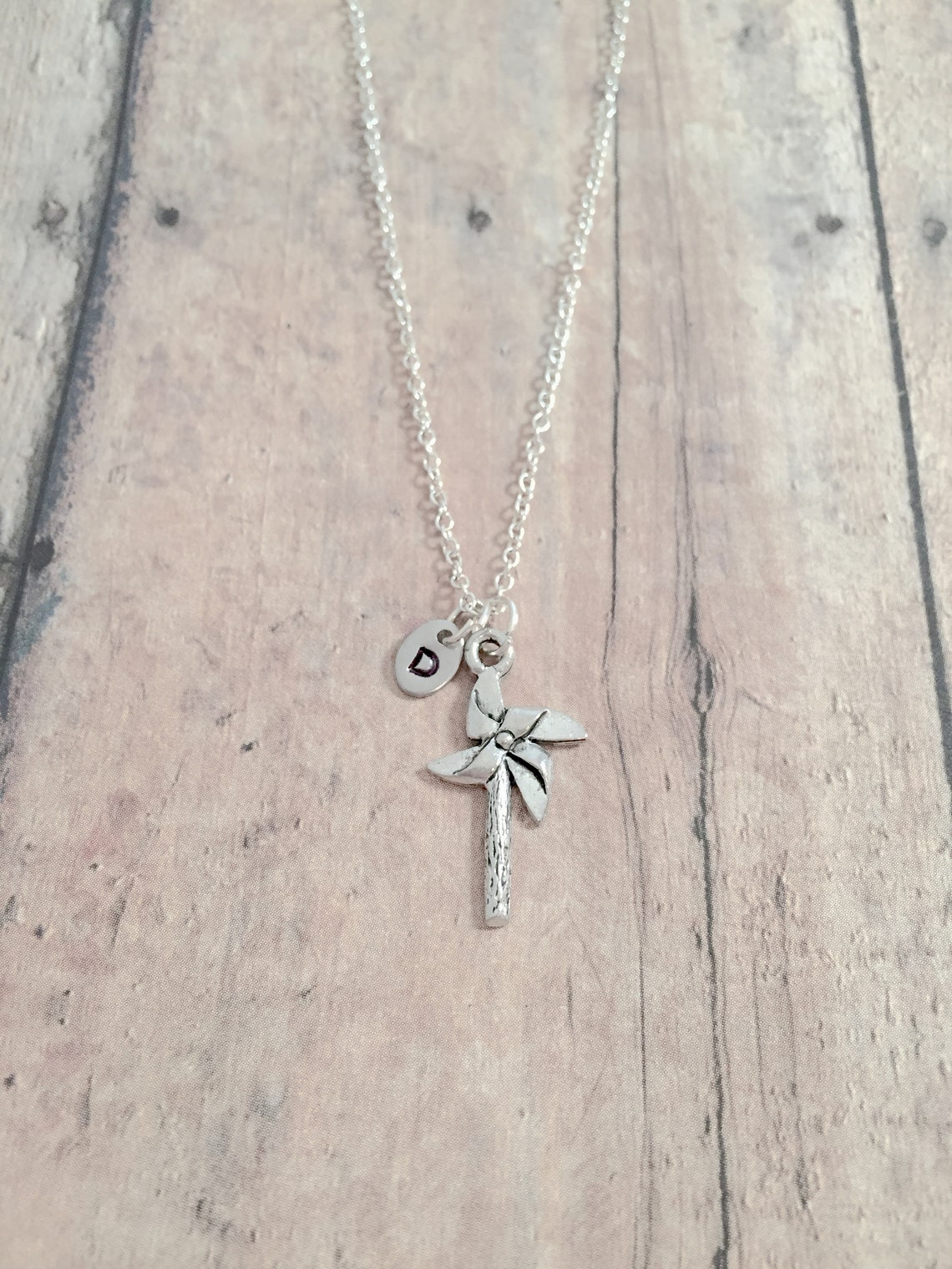Pinwheel Initial Necklace Pinwheel Jewelry Toy Jewelry Etsy