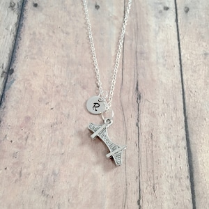 Golden Gate Bridge initial necklace - Golden Gate Bridge jewelry, San Francisco jewelry, California jewelry, Golden Gate Bridge necklace