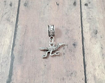 Roadrunner pendant (1 piece) - silver roadrunner charm, bird charm, desert pendant, roadrunner gift, bird pendant, desert charm, bird gift