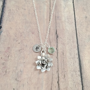 Succulent initial necklace - succulent jewelry, nature jewelry, plant jewelry, succulent necklace, plant necklace, succulent gift
