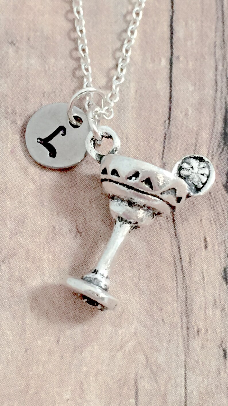 Margarita Initial Necklace Margarita Jewelry Tropical Drink Etsy