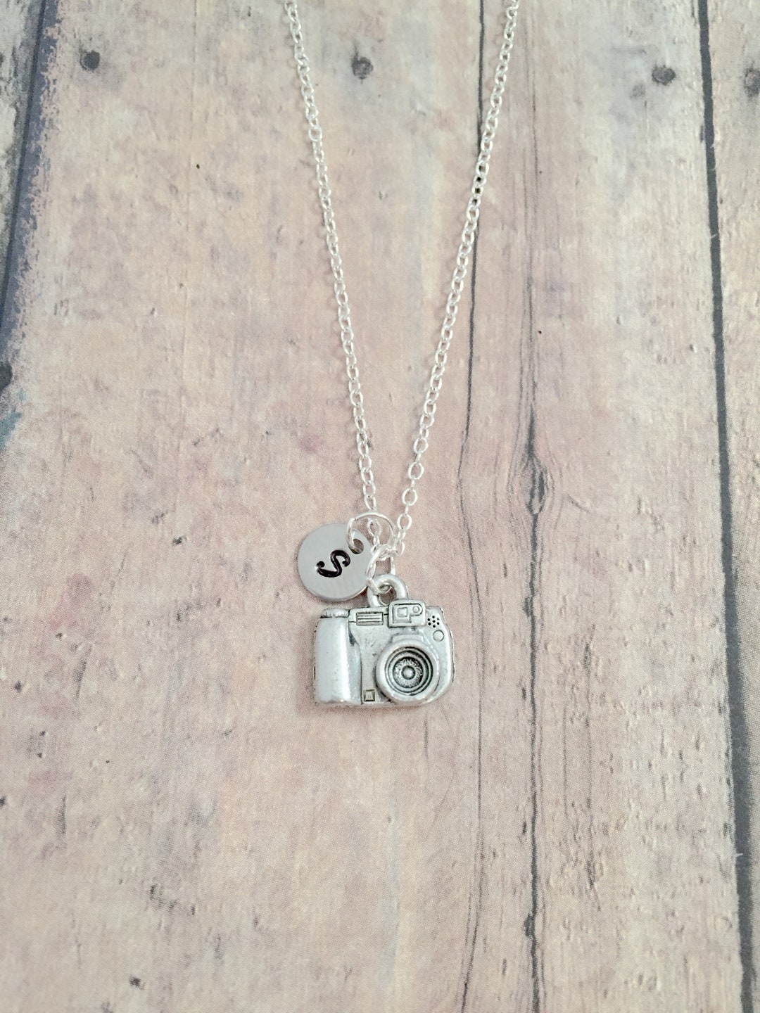 Camera Initial Necklace - Camera Jewelry, Photographer Jewelry ...